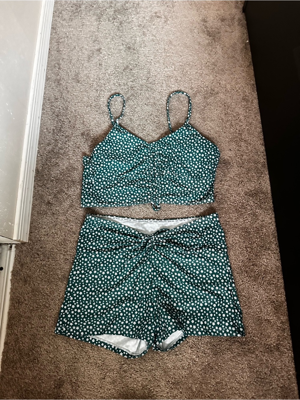 SHEIN Green Floral Bikini Two-Piece Set Size Medium 0598